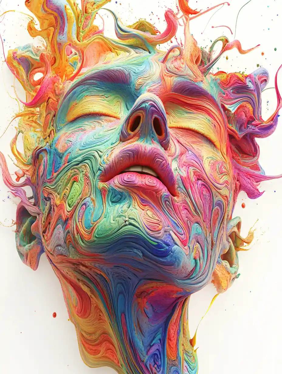 Colorful 3D art of women intertwined with emotion