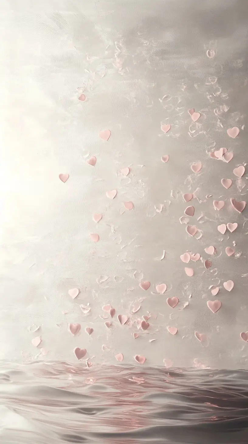 Abstract pastel hearts in soft pink and gray tones