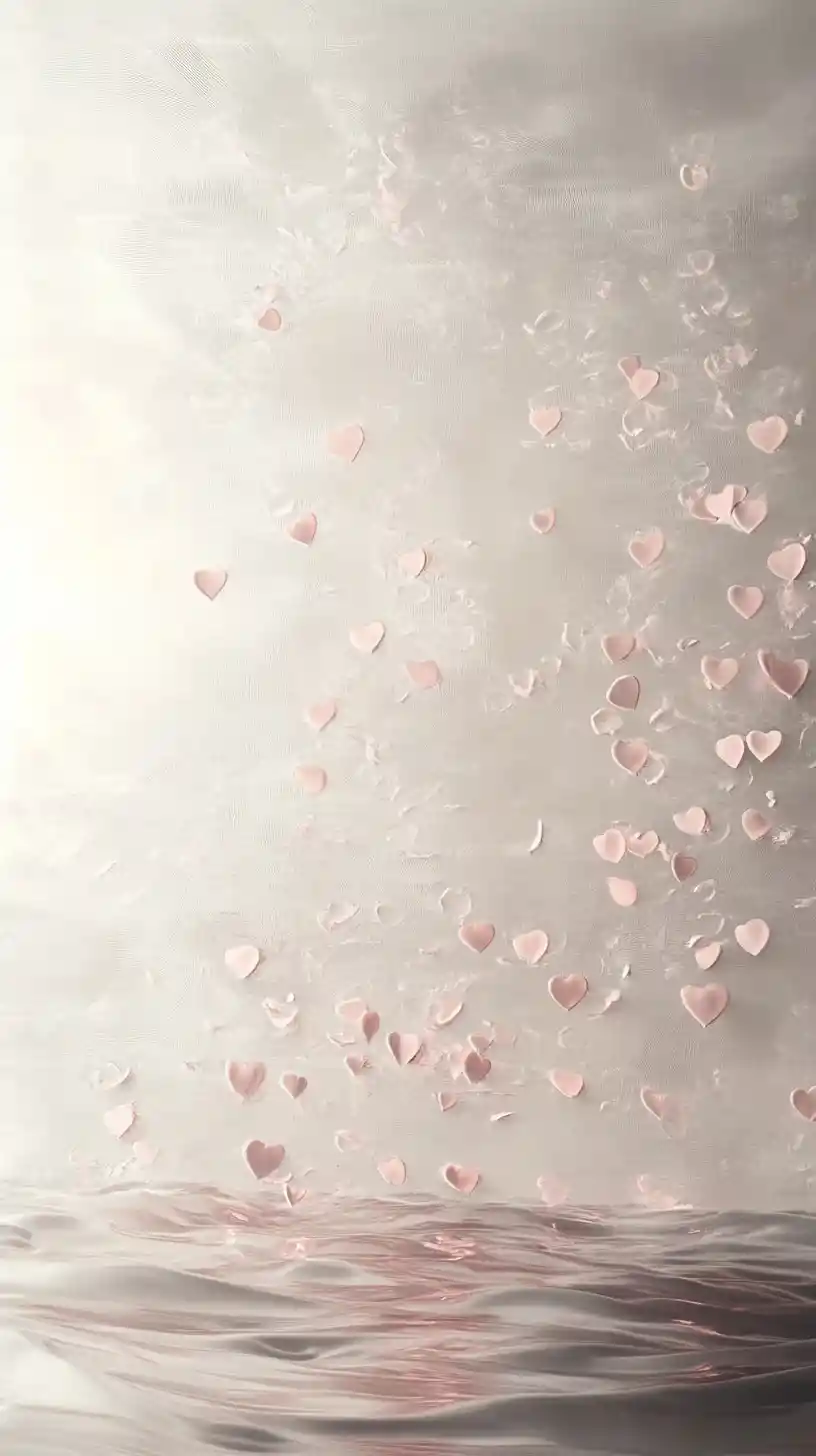 Abstract pastel hearts in soft pink and gray tones
