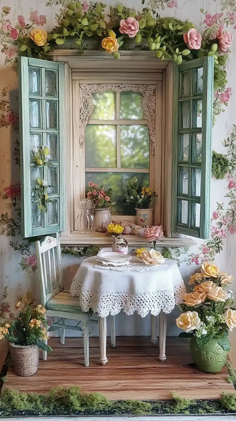 Cozy vintage dining room with floral cottage decor