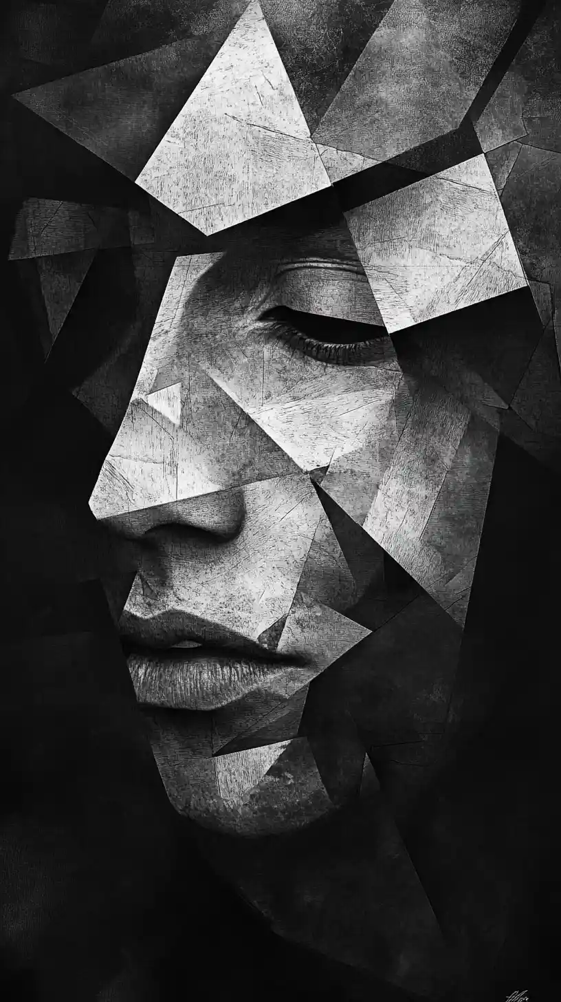 Abstract surreal watercolor composition on dark background