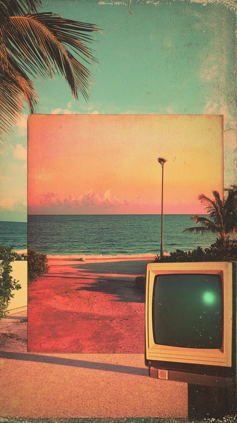 Vintage postcards from surreal fictional vacation landscapes