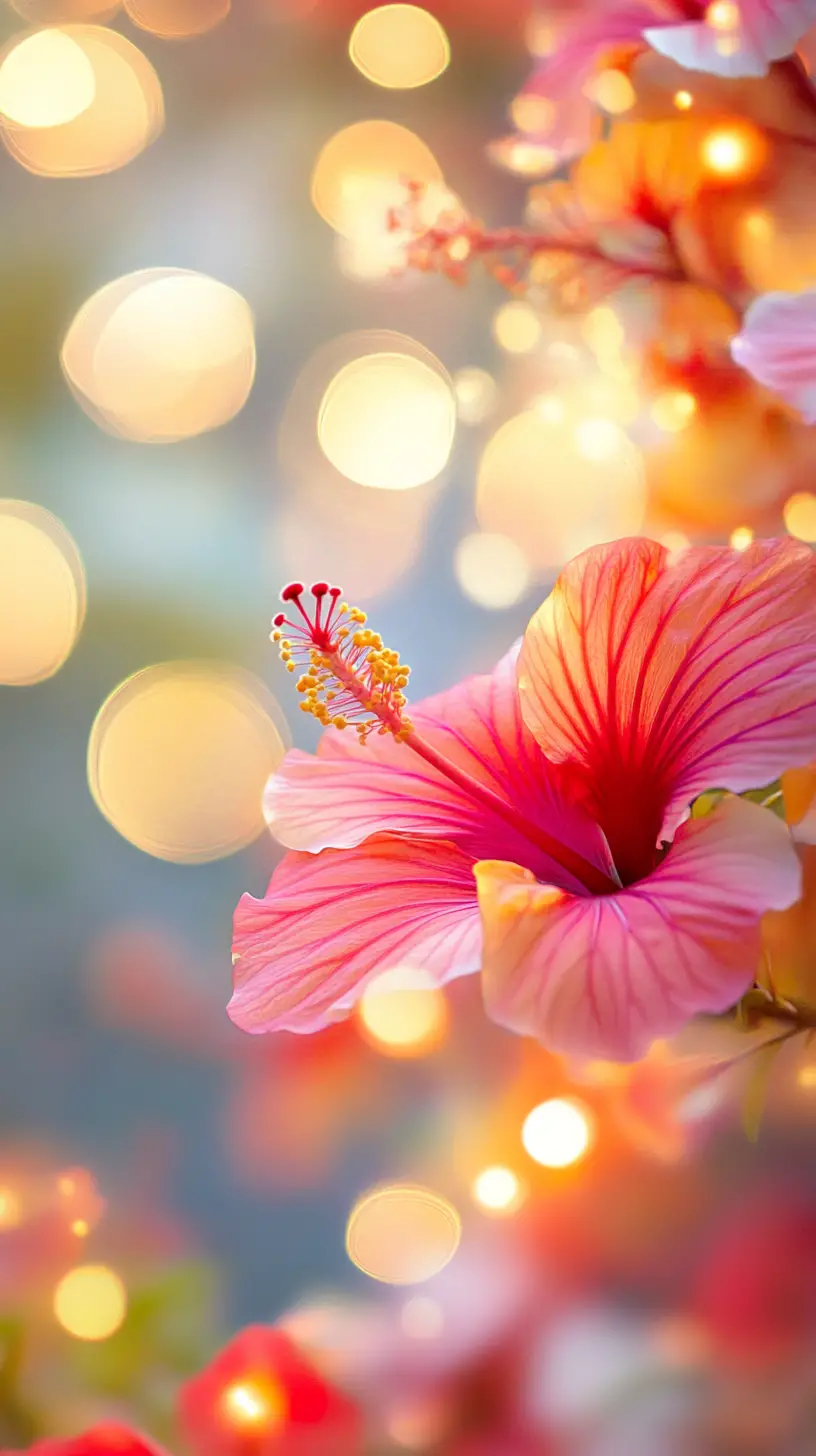 Serene phoenix reclining among soft floral bokeh lights