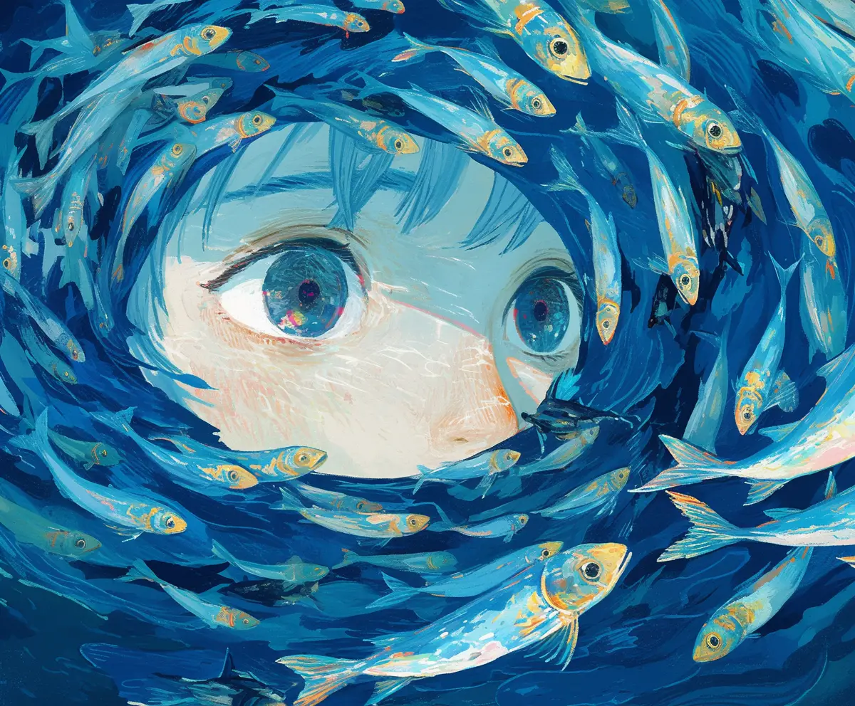 Close up portrait of a woman in blue scarf