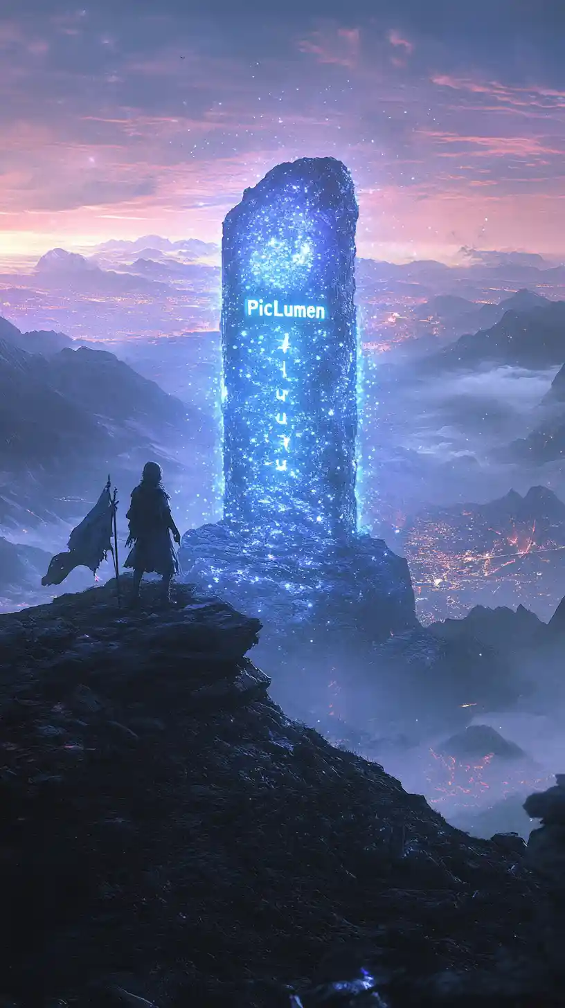 Warrior And Starlight Companion Overlooking Misty Kingdom