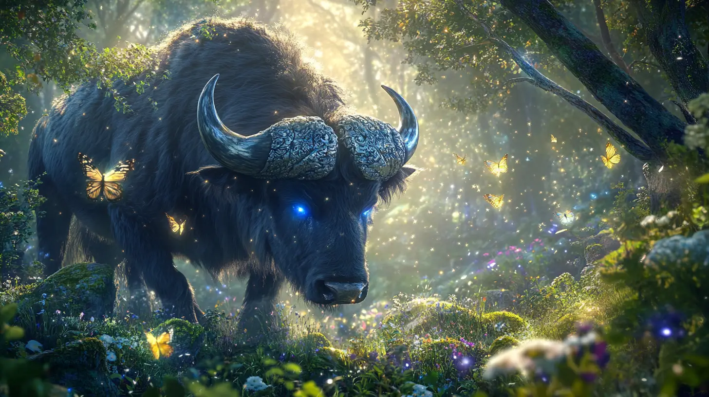 Majestic chimera in an enchanted silver mist forest