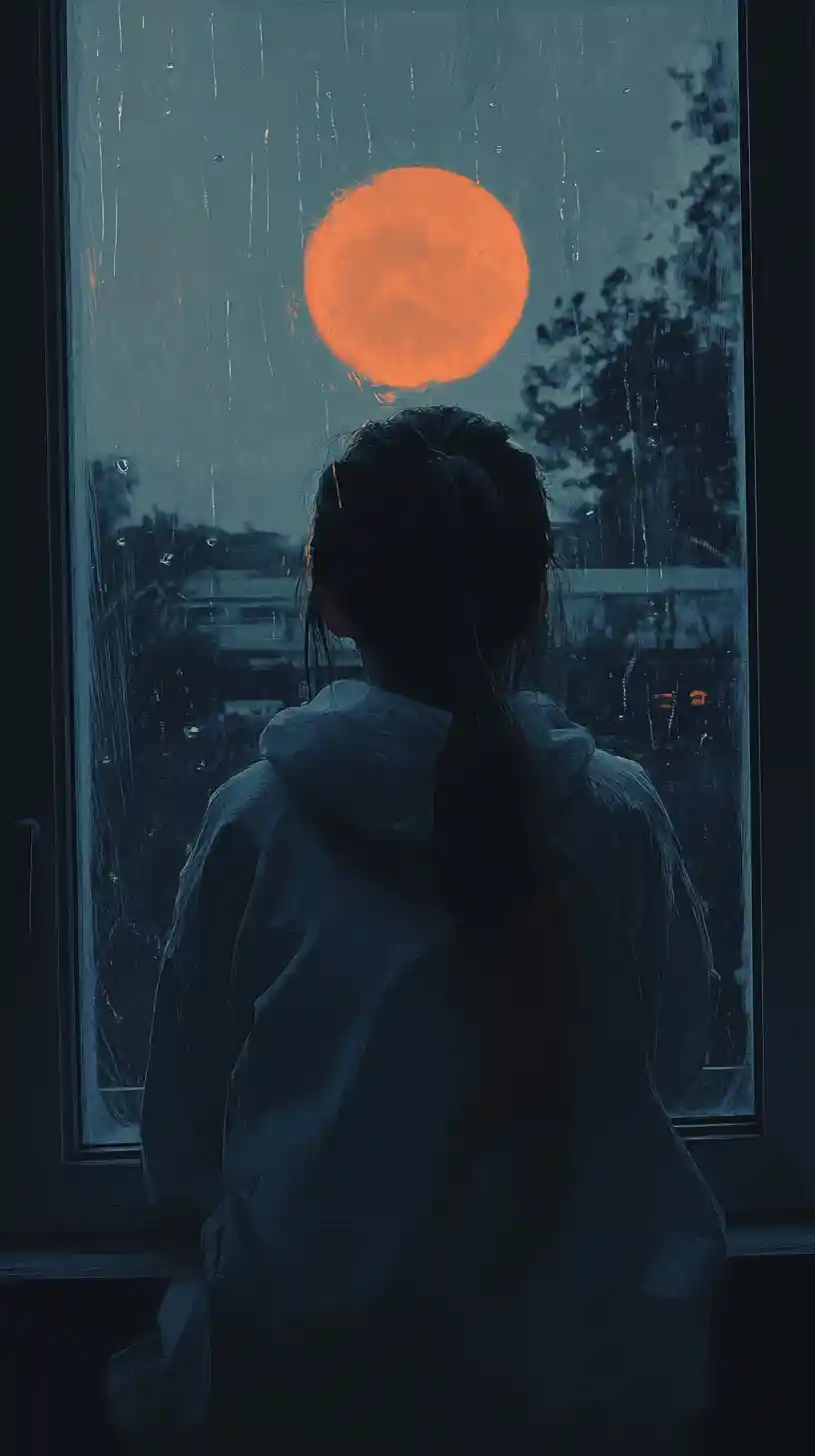 Lo fi muted illustration of deep lovesick sadness