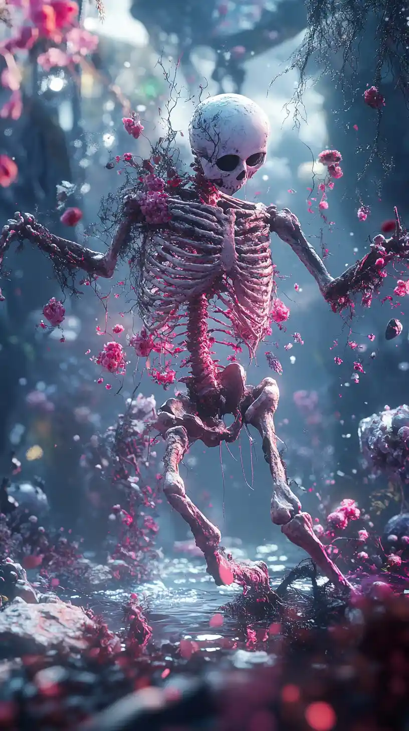 Dark digital illustration of a haunting dance in oblivion