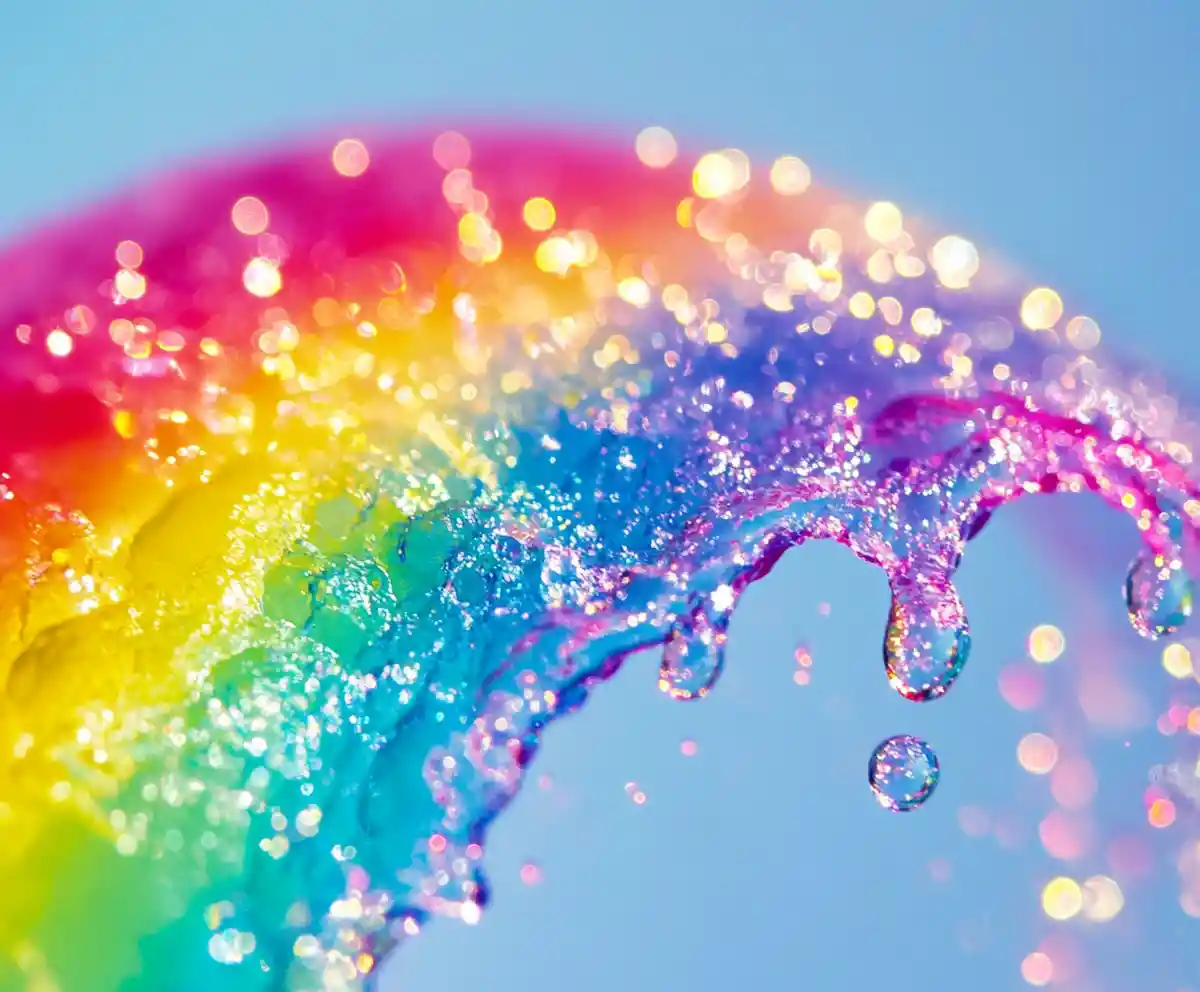 Colorful rainbow scattering as splashes in the clear sky