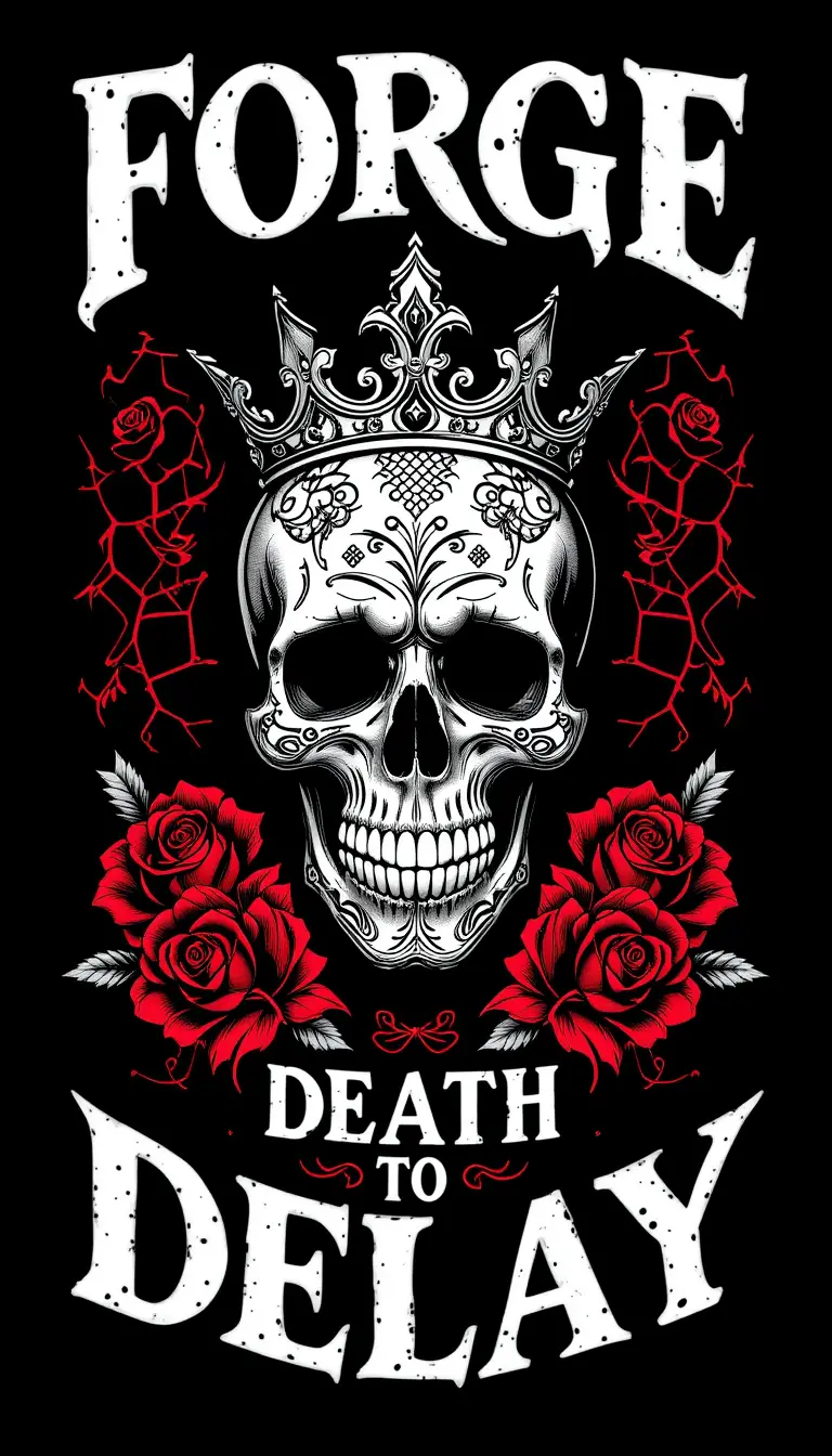 Skull With Crown In Black And White Poster Art