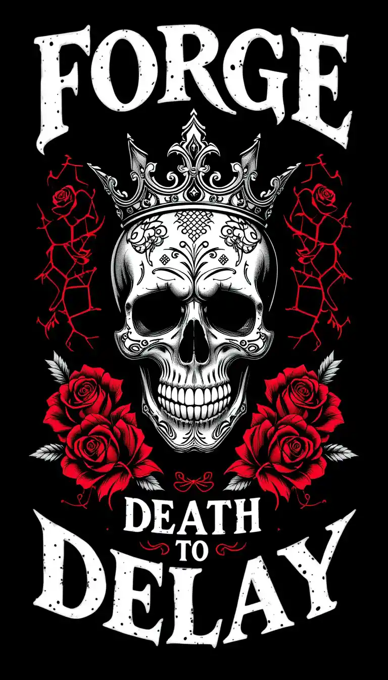 Skull With Crown In Black And White Poster Art