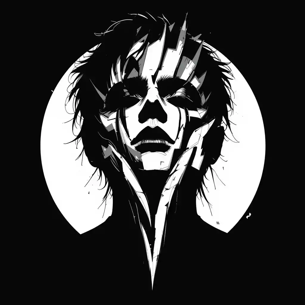 Minimalist fragmented human face in dark vector design