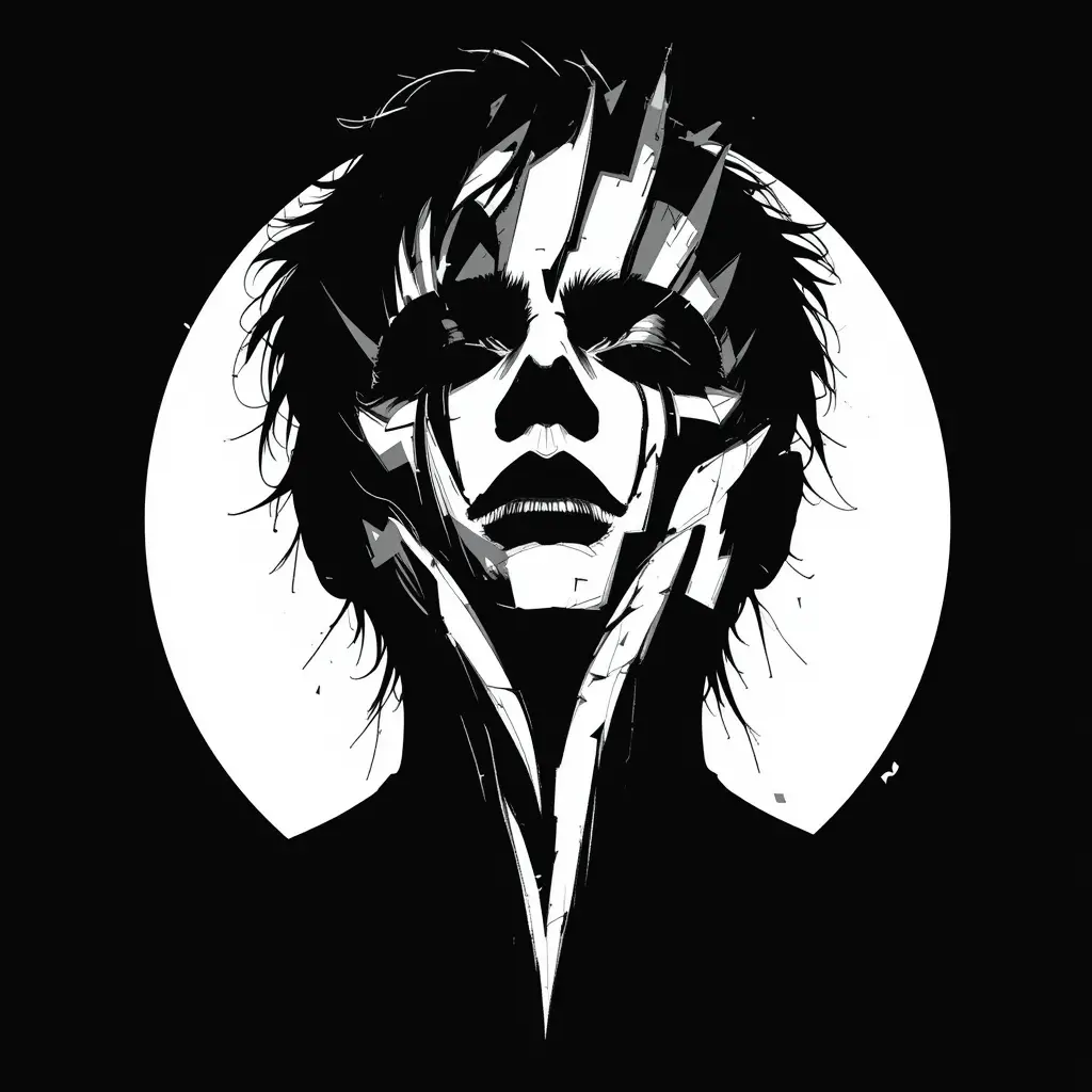 Minimalist fragmented human face in dark vector design
