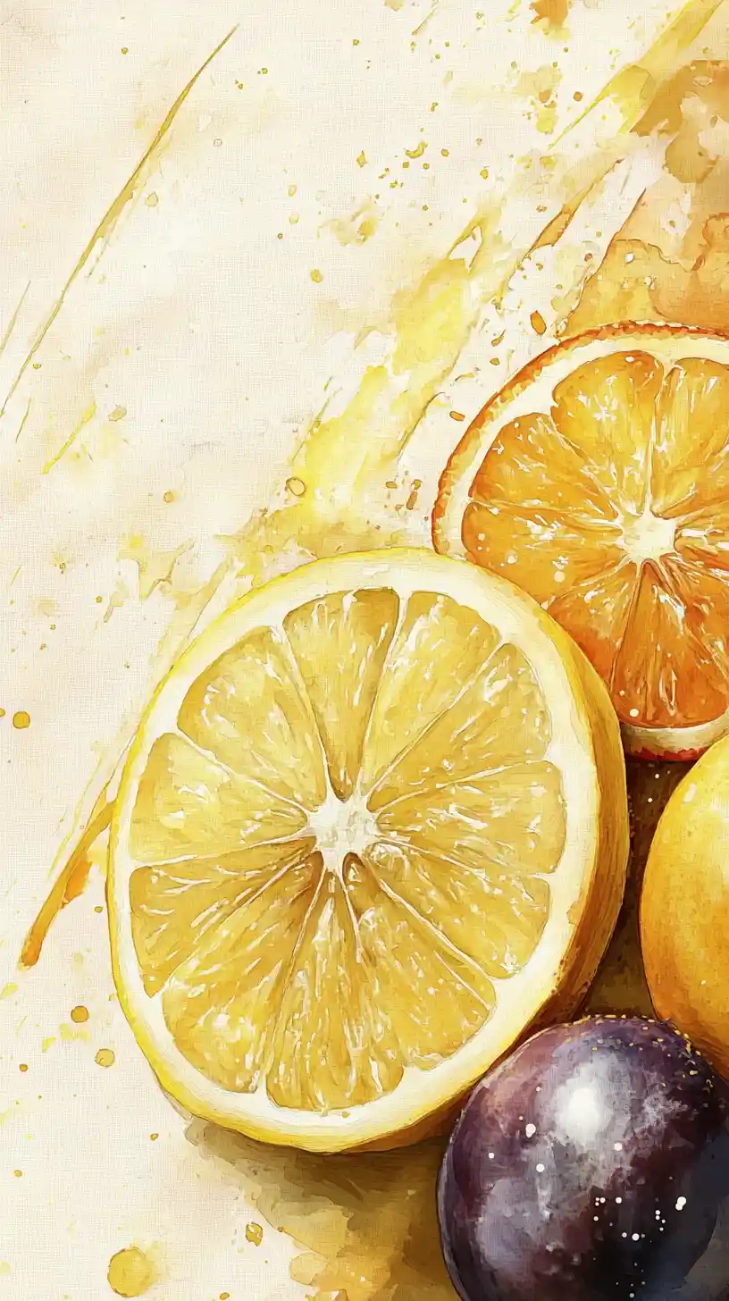 Watercolor fruit slices with soft inviting lighting