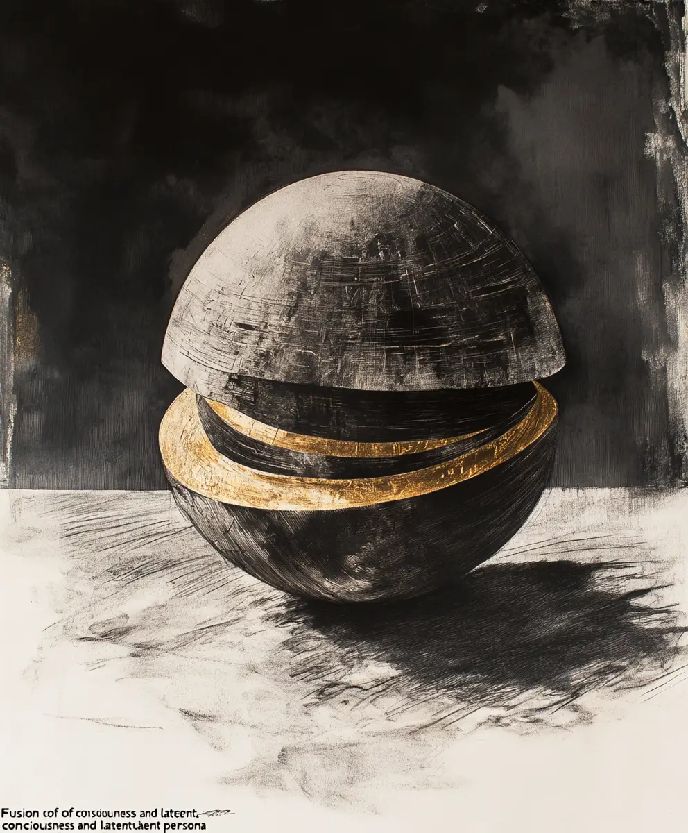 Charcoal sketch of floating chrysalis inspired abstract sculpture