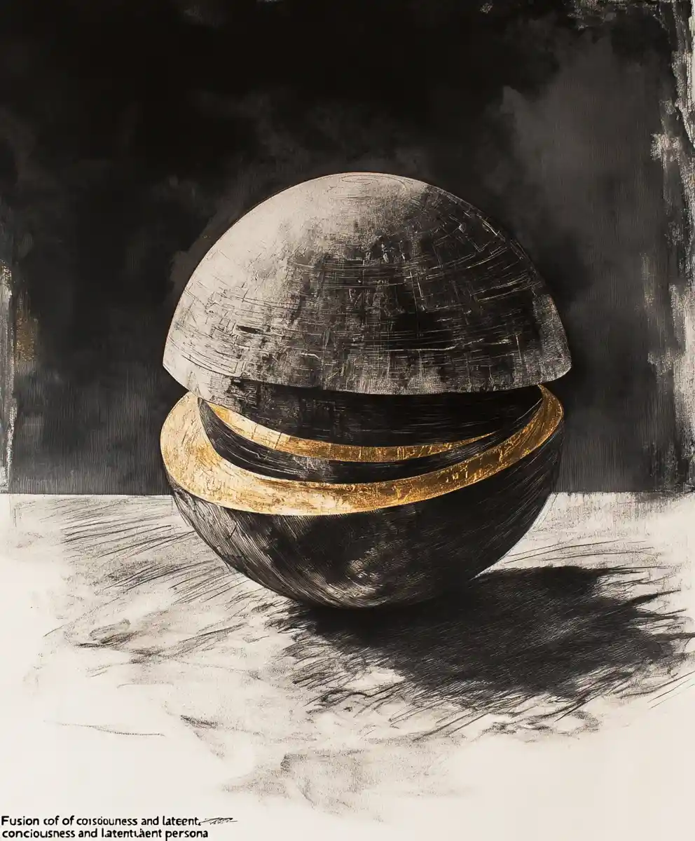 Charcoal sketch of floating chrysalis inspired abstract sculpture