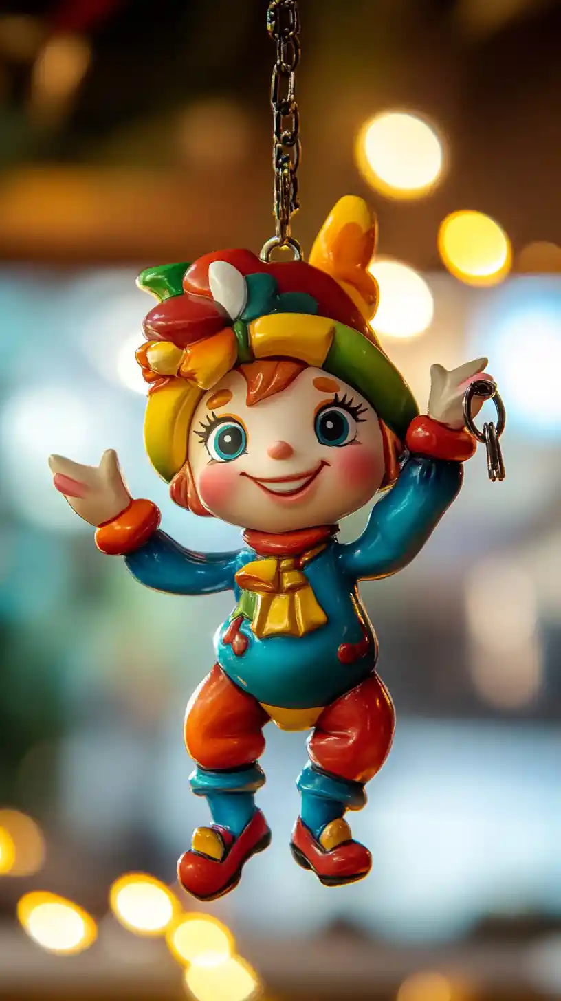 Cheerful 3D figurine keychain in comic inspired style