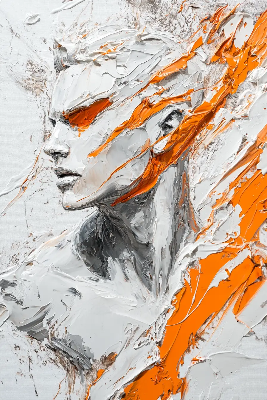 Monochromatic impasto painting of a powerful superhero figure