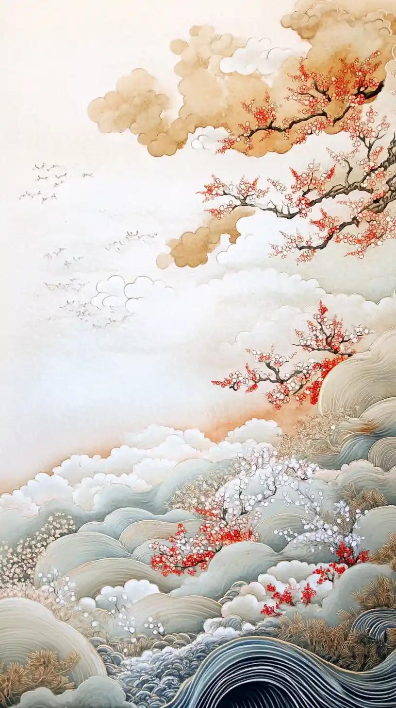 Ink Wash Painting Of A Japanese Ceramic Tea Set