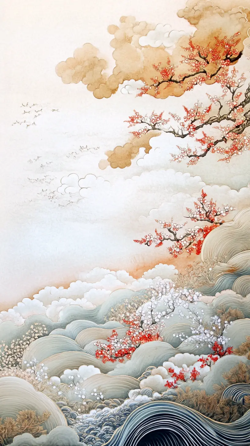 Ink Wash Painting Of A Japanese Ceramic Tea Set