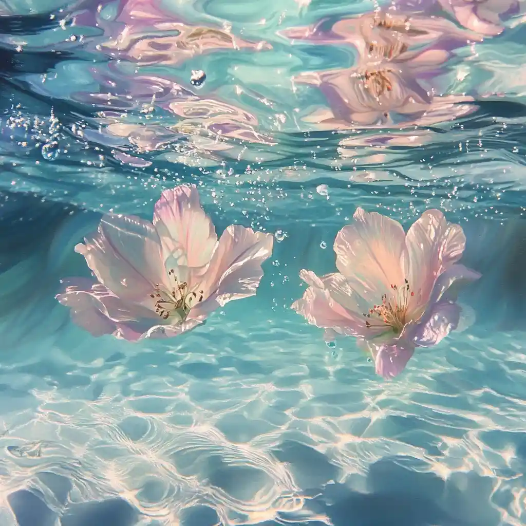 Serene Flowers Floating In Clear Sunlit Seawater