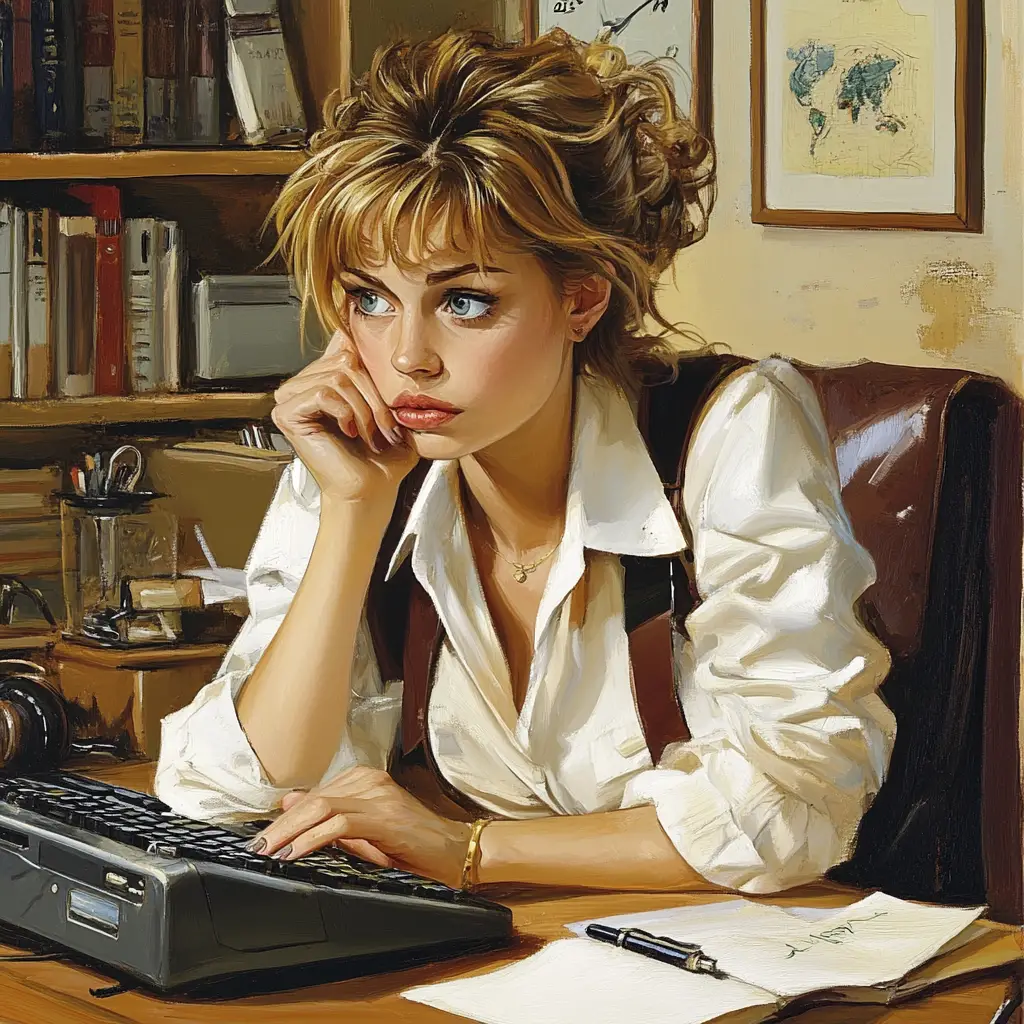 Woman working at her office computer with a mouse
