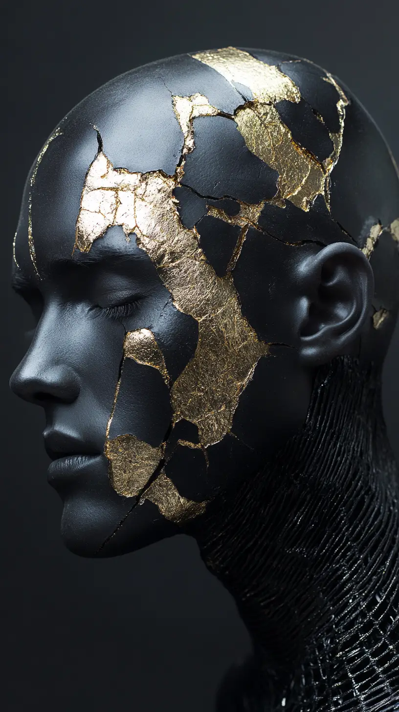 Elegant bald man portrait with abstract painted face