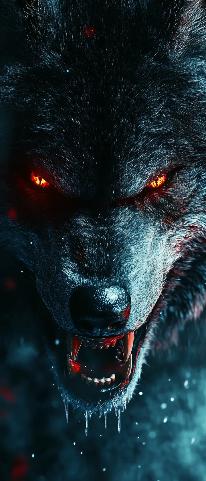 Portrait en gros plan d’un loup sauvage sous un ciel nocturne éclairé par la lune