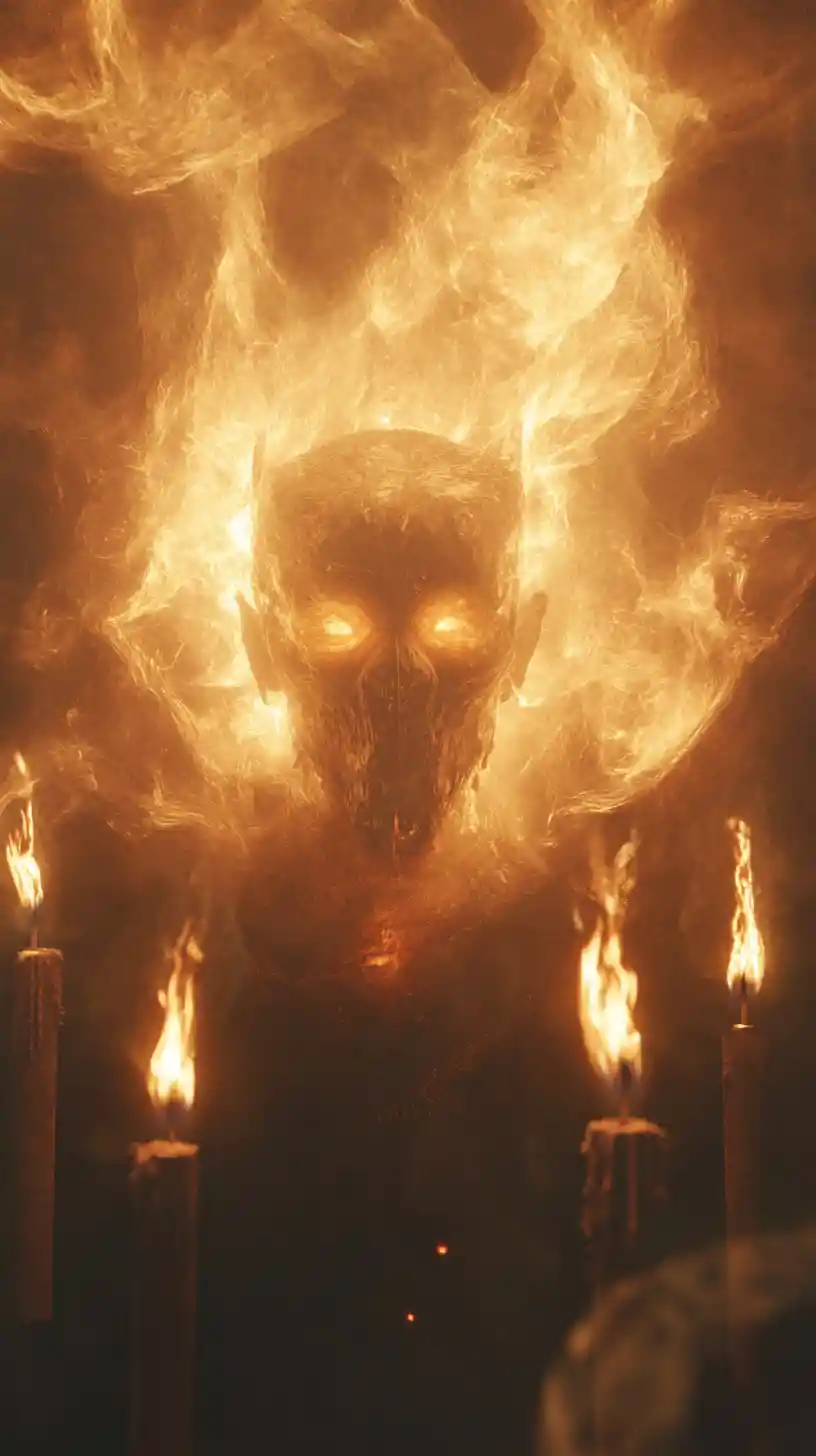 Calming ancestor spirit with candles and incense smoke
