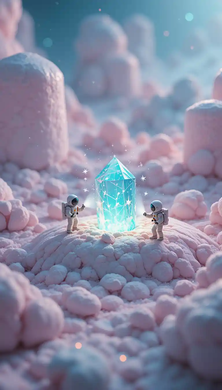 Miniature Astronauts Exploring A Surreal Marshmallow Planet