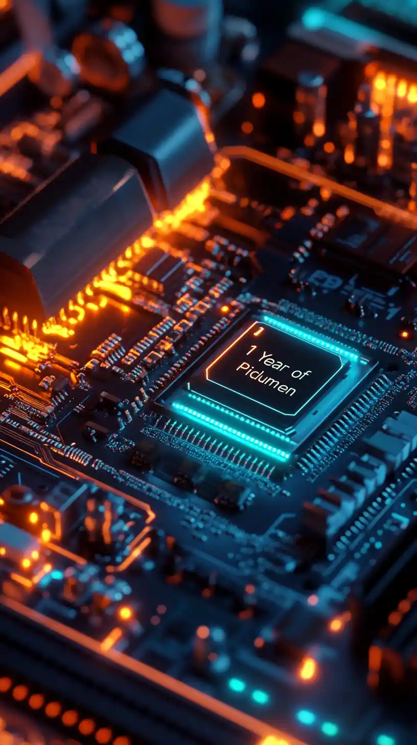 Photorealistic close up of glowing computer ram module