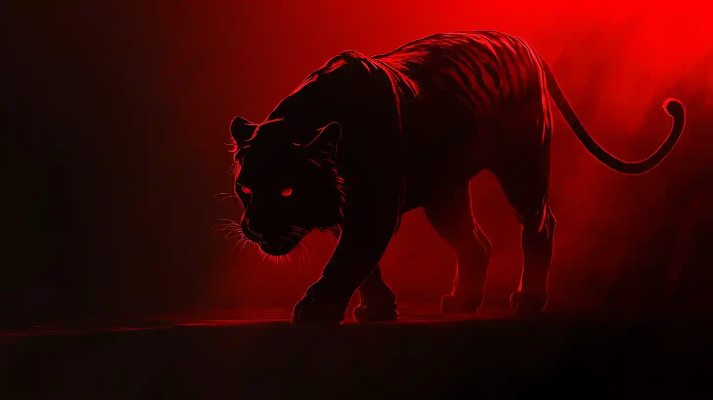 Mysterious Animal Emerging From Shadows With Glowing Eyes