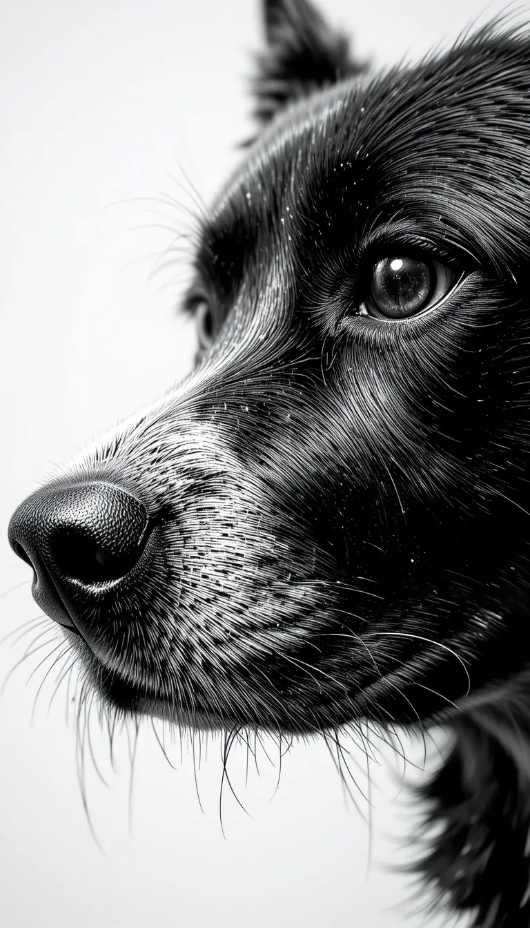 Glitch art close up of a detailed dog face