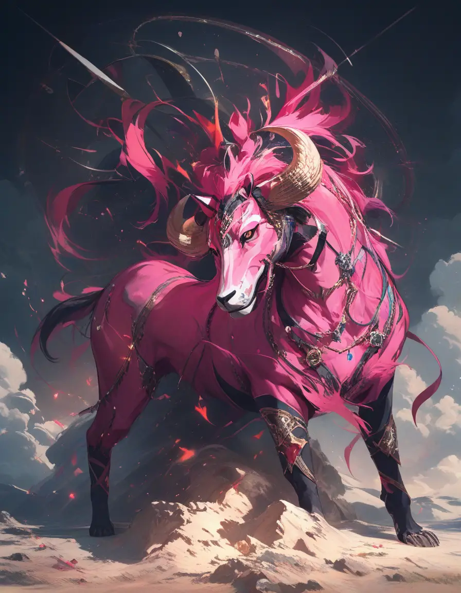 Punjabi woman warrior riding a pink panther in motion