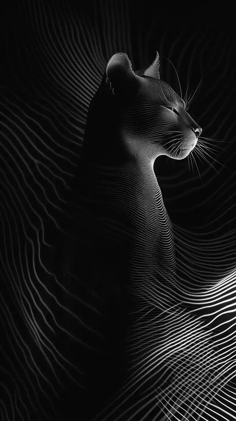 Majestätischer humanoider Panther in ausgewogener abstrakter Harmonie