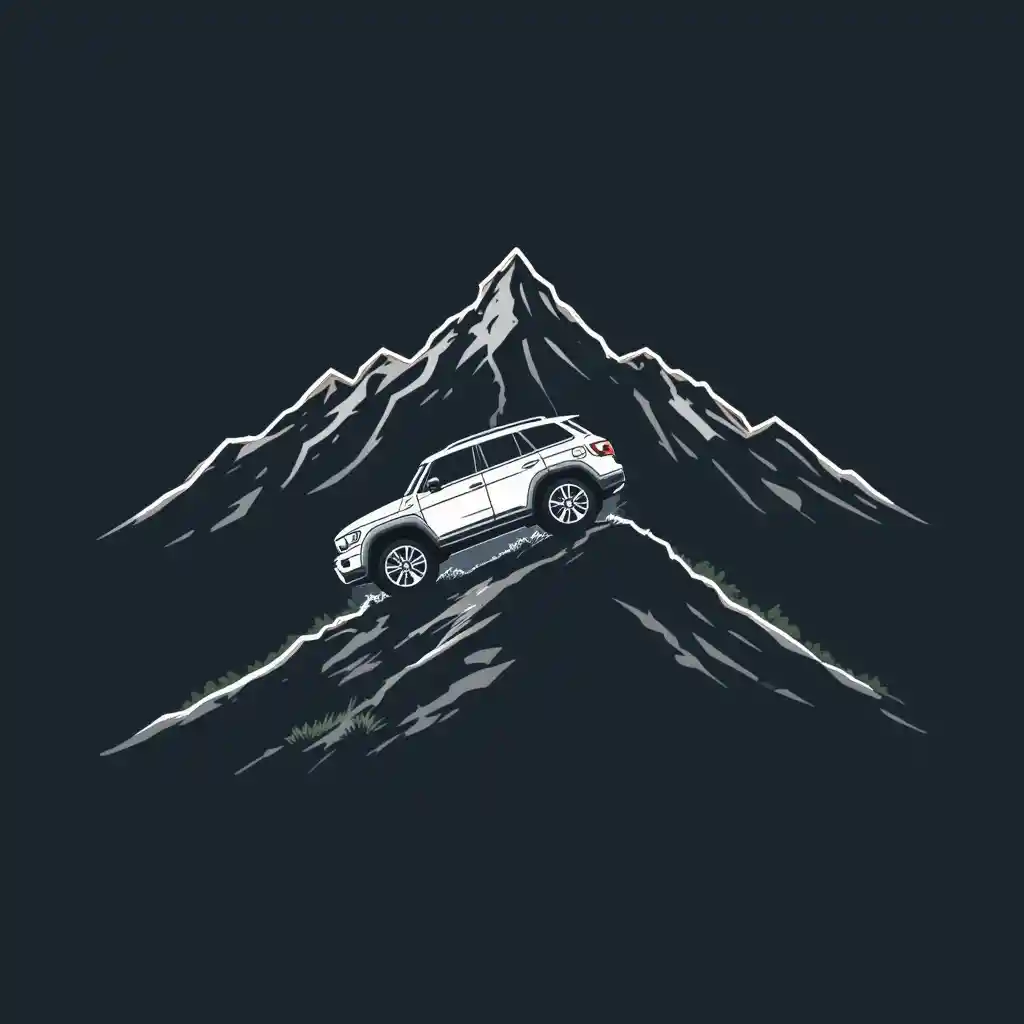 Minimalistische Mountain-SUV-Kontur für mutige Adventure-T-Shirts