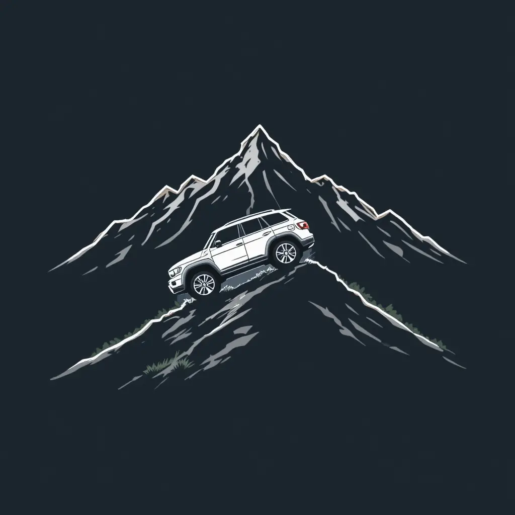 Minimalist mountain suv outline for bold adventure t shirts