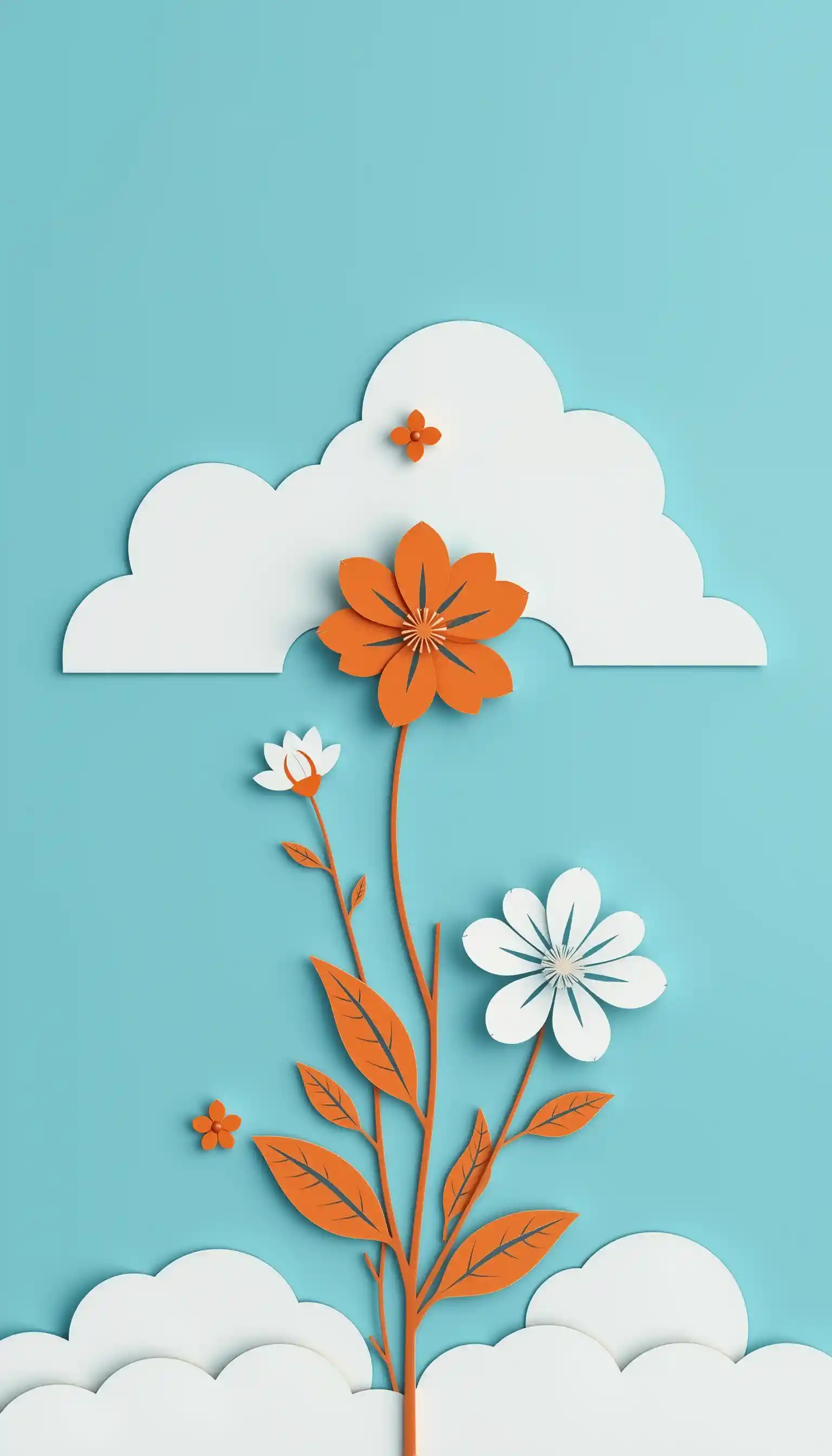 Surreal flowers formed from drifting fluffy clouds