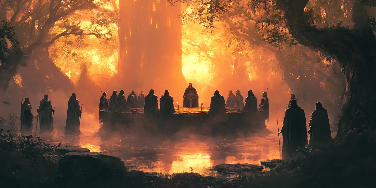 Knights Of The Round Table In A Mystic Forest