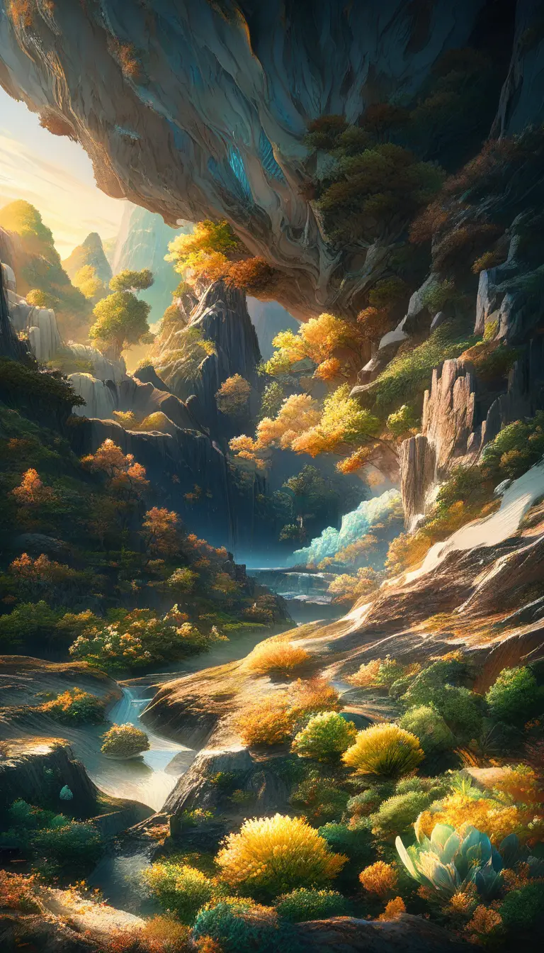 Peaceful mountain valley with river and lush green slopes