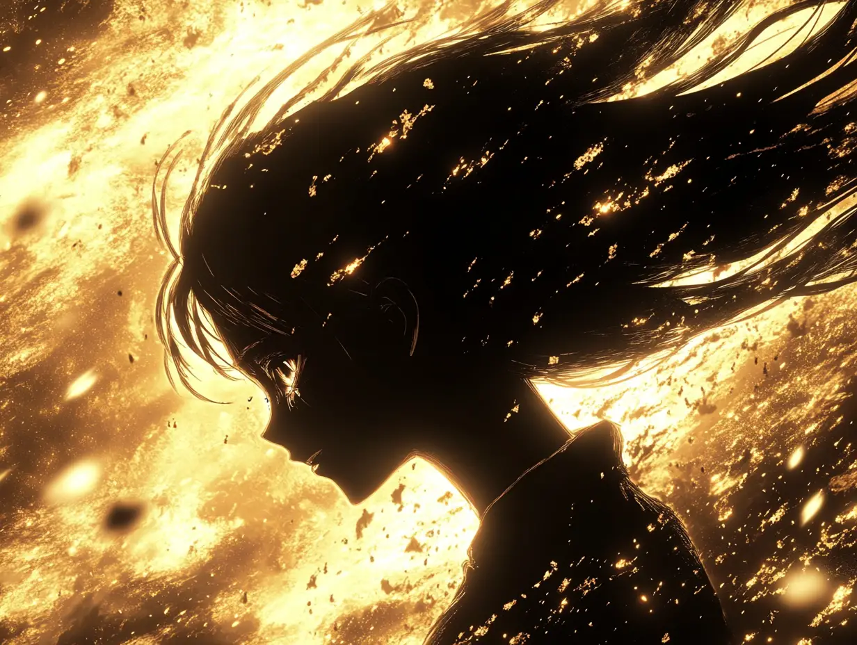 Woman letting go of a man in golden backlight