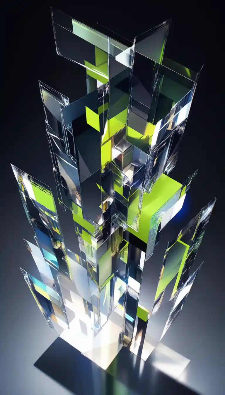 柔和半透明造型的抽象 3D 幾何構圖