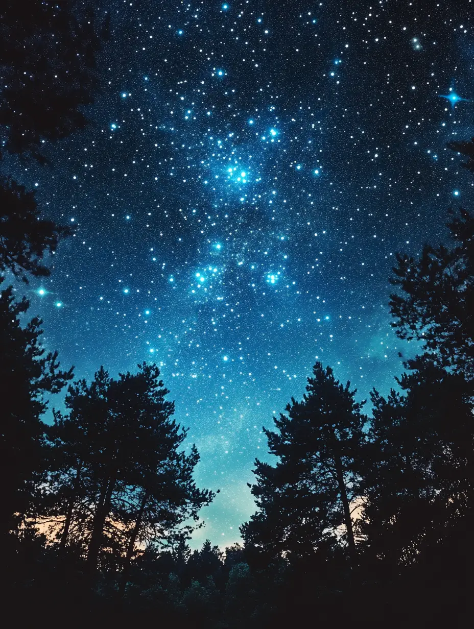 Starry night sky with the Milky Way and Orion belt