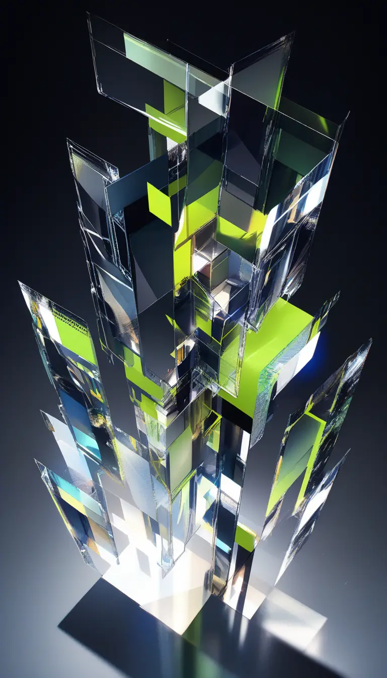 柔和半透明造型的抽象 3D 幾何構圖