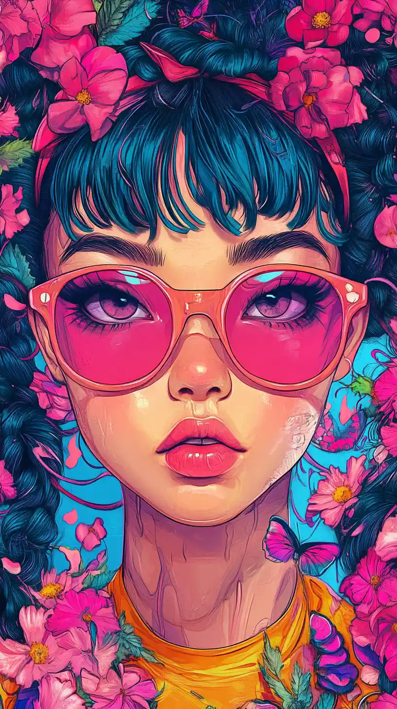 Extreme close up fashion illustration of a girl