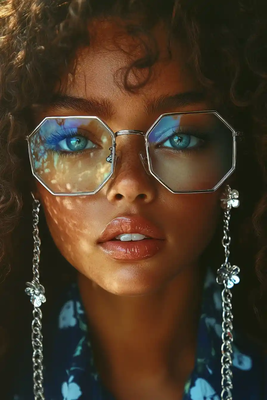 Young woman with glasses in soft close up portrait