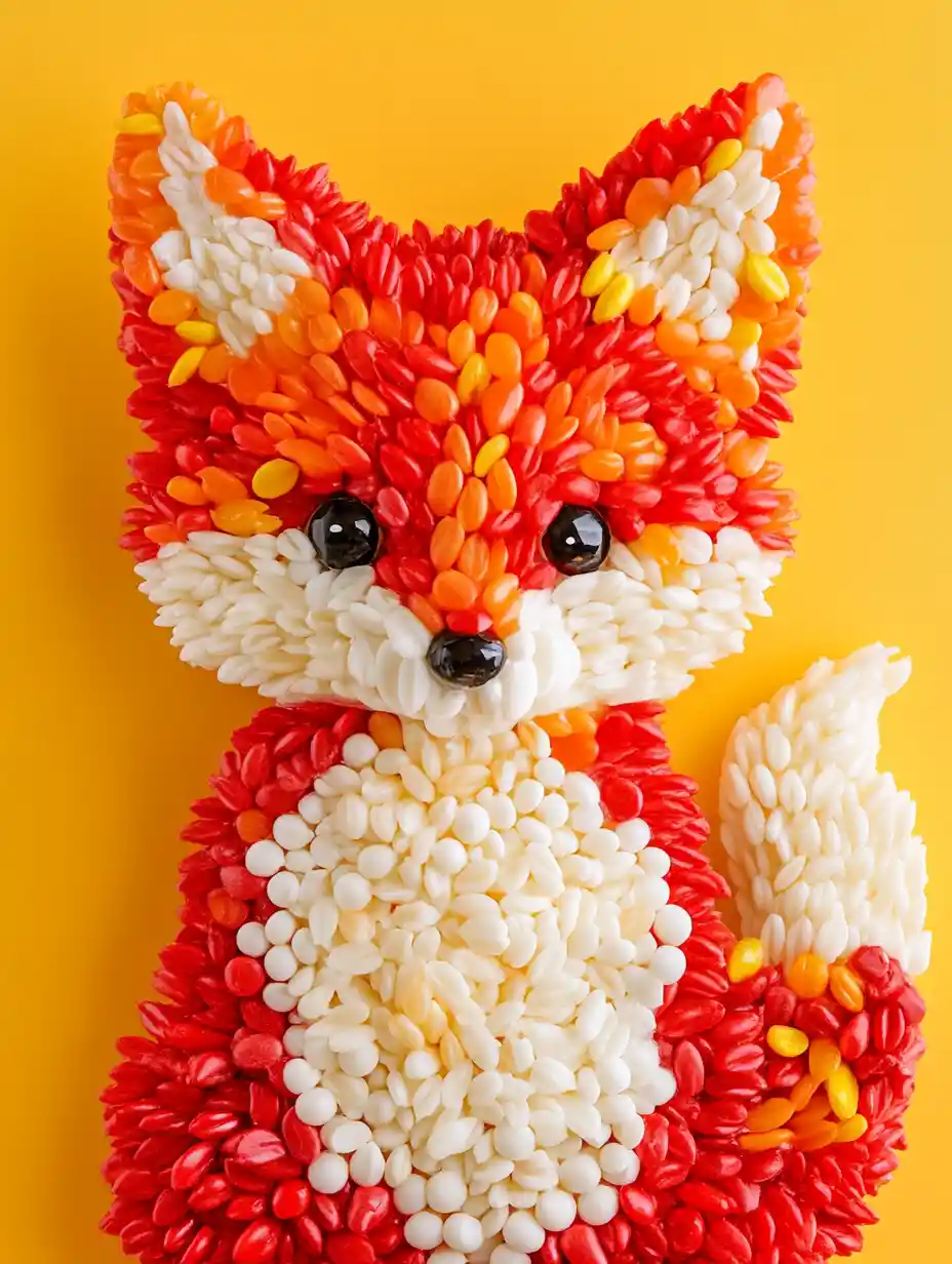 Cute candy fox cub with playful sweet details