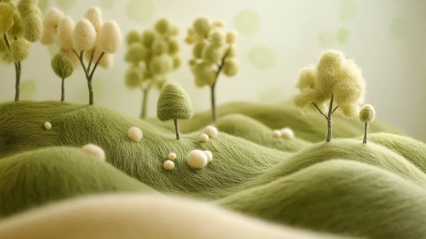 Cozy Wool Meadow Sculpture With Intricate Textured Details