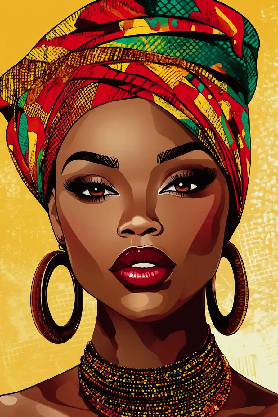 Portrait of an elegant African woman with headwrap