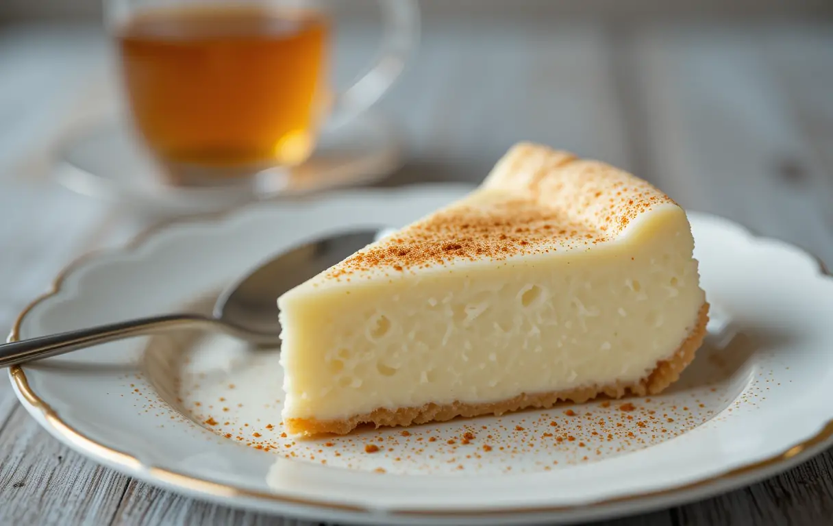 Creamy Turkish Milk Pudding Slice With Cinnamon On Plate